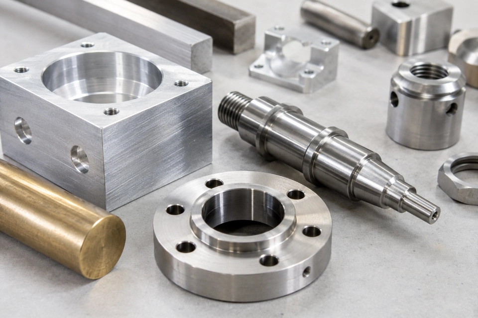 Representative aluminum steel brass and turned CNC machined components