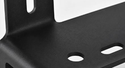 Black matte protective finish on precision metal hardware